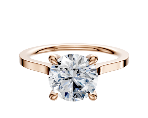 14K Rose Gold 4 Prong Hidden Halo Cathedral Flat 1.5mm Engagement Ring