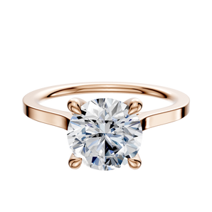 14K Rose Gold 4 Prong Hidden Halo Cathedral Flat 1.5mm Engagement Ring