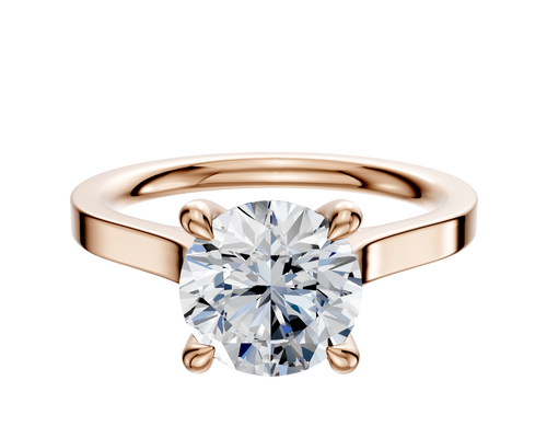 14K Rose Gold 4 Prong Hidden Halo Cathedral Flat 2.0mm Engagement Ring