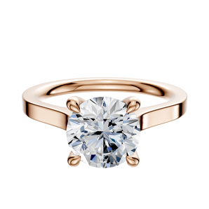 14K Rose Gold 4 Prong Hidden Halo Cathedral Flat 2.0mm Engagement Ring
