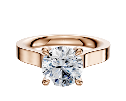 14K Rose Gold 4 Prong Hidden Halo Cathedral Flat 3.0mm Engagement Ring