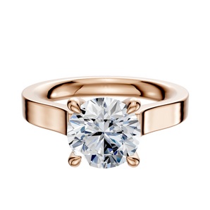 14K Rose Gold 4 Prong Hidden Halo Cathedral Flat 3.0mm Engagement Ring