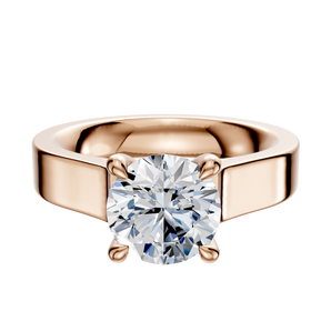 14K Rose Gold 4 Prong Hidden Halo Cathedral Flat 4.0mm Engagement Ring