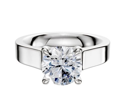 14K White Gold 4 Prong Hidden Halo Cathedral Flat 4.0mm Engagement Ring
