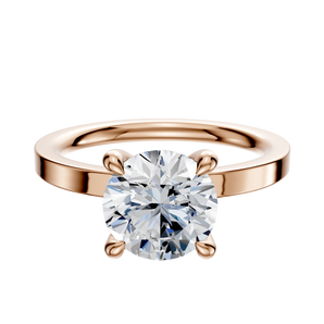 14K Rose Gold 4 Prong Hidden Halo Classic Flat 2.0mm Engagement Ring