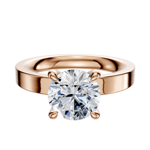 14K Rose Gold 4 Prong Hidden Halo Classic Flat 3.0mm Engagement Ring