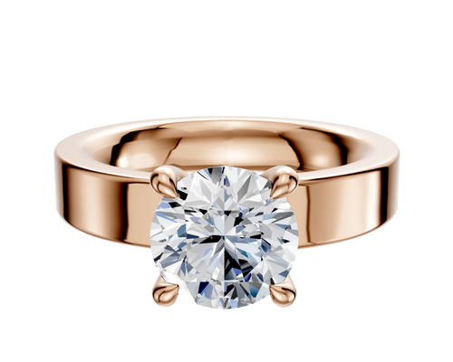 14K Rose Gold 4 Prong Hidden Halo Classic Flat 4.0mm Engagement Ring