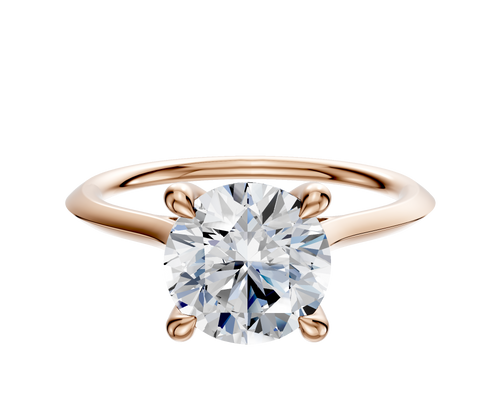 14K Rose Gold 4 Prong Hidden Halo Cathedral Knife Edge 1.5mm Engagement Ring