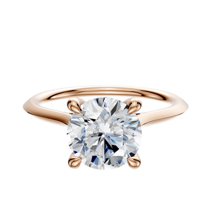 14K Rose Gold 4 Prong Hidden Halo Cathedral Knife Edge 1.5mm Engagement Ring