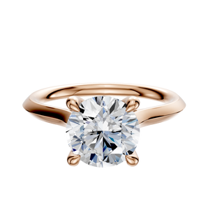 14K Rose Gold 4 Prong Hidden Halo Cathedral Knife Edge 2.0mm Engagement Ring