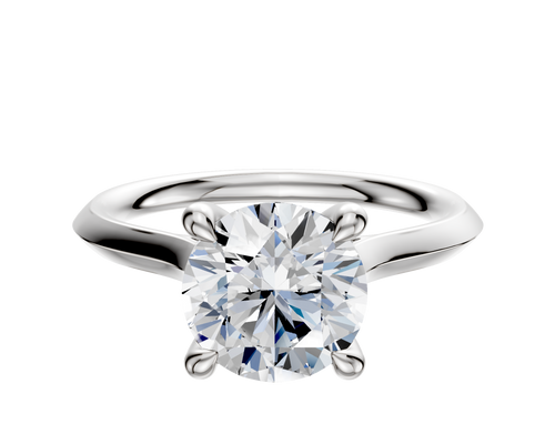 14K White Gold 4 Prong Hidden Halo Cathedral Knife Edge 2.0mm Engagement Ring