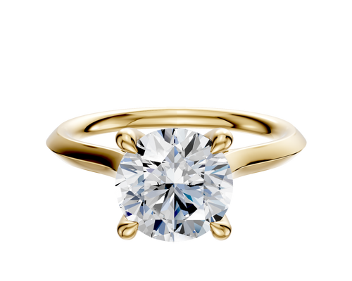 14K Yellow Gold 4 Prong Hidden Halo Cathedral Knife Edge 2.0mm Engagement Ring