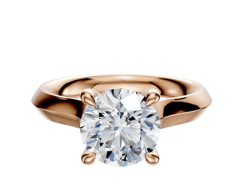 14K Rose Gold 4 Prong Hidden Halo Cathedral Knife Edge 3.0mm Engagement Ring