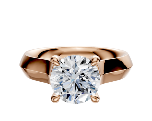 14K Rose Gold 4 Prong Hidden Halo Cathedral Knife Edge 4.0mm Engagement Ring