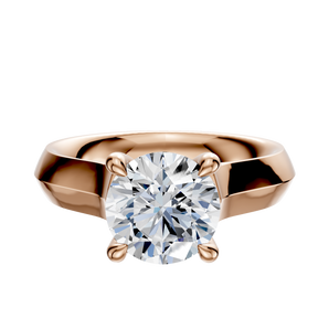 14K Rose Gold 4 Prong Hidden Halo Cathedral Knife Edge 4.0mm Engagement Ring