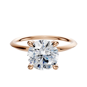 14K Rose Gold 4 Prong Hidden Halo Classic Knife Edge 1.5mm Engagement Ring