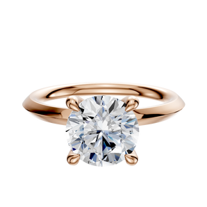 14K Rose Gold 4 Prong Hidden Halo Classic Knife Edge 2.0mm Engagement Ring