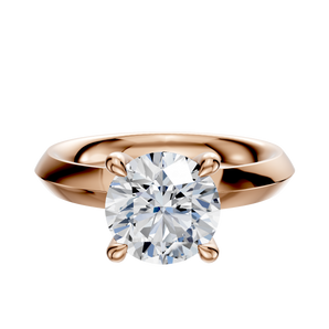 14K Rose Gold 4 Prong Hidden Halo Classic Knife Edge 3.0mm Engagement Ring