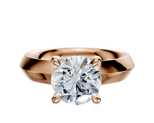 14K Rose Gold 4 Prong Hidden Halo Classic Knife Edge 4.0mm Engagement Ring