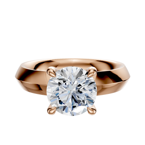 14K Rose Gold 4 Prong Hidden Halo Classic Knife Edge 4.0mm Engagement Ring