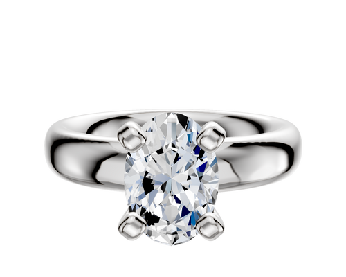 14K White Gold 4 Prong Classic Dome 4.0mm Engagement Ring