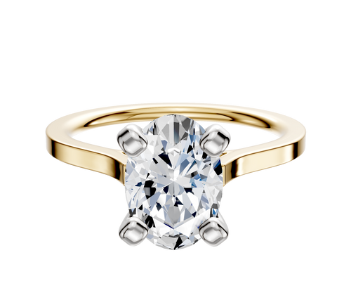 14K Two Tone 4 Prong Cathedral Flat 1.5mm Engagement Ring