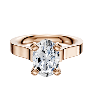 14K Rose Gold 4 Prong Cathedral Flat 3.0mm Engagement Ring