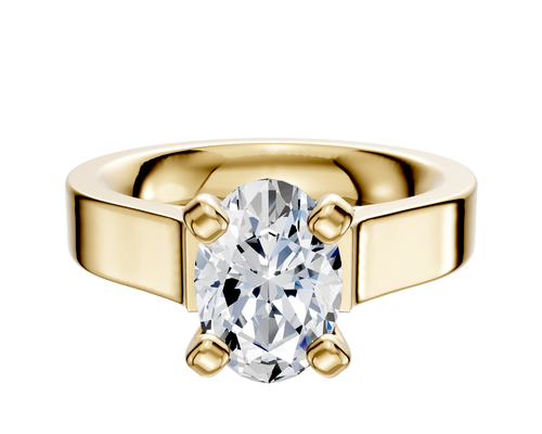 18K Yellow Gold 4 Prong Cathedral Flat 4.0mm Engagement Ring
