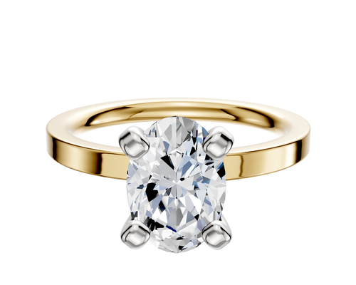 18K Two Tone 4 Prong Classic Flat 2.0mm Engagement Ring
