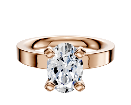 14K Rose Gold 4 Prong Classic Flat 3.0mm Engagement Ring