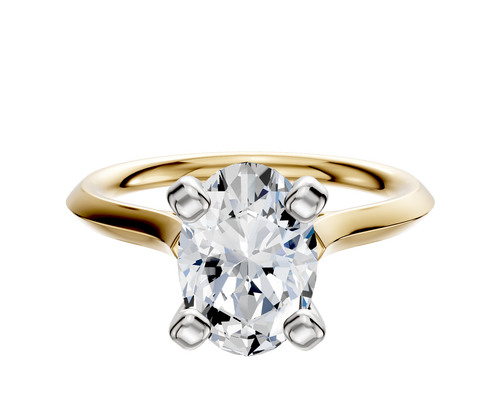 14K Two Tone 4 Prong Cathedral Knife Edge 2.0mm Engagement Ring