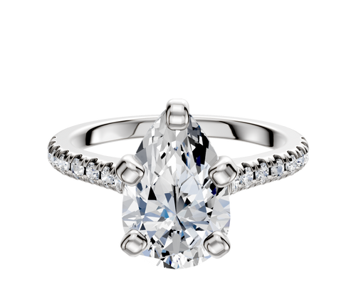 Platinum 4 Prong Cathedral Dome 1-Row-Pave 2.5mm Engagement Ring