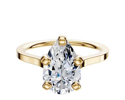 14K Yellow Gold 4 Prong Cathedral Flat 1.5mm Engagement Ring