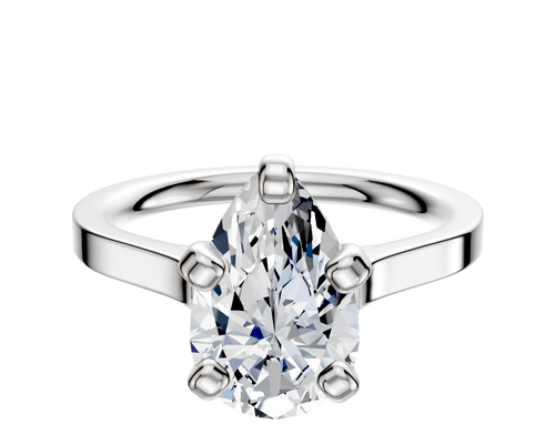 18K White Gold 4 Prong Cathedral Flat 2.0mm Engagement Ring