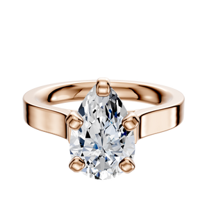 14K Rose Gold 4 Prong Cathedral Flat 3.0mm Engagement Ring