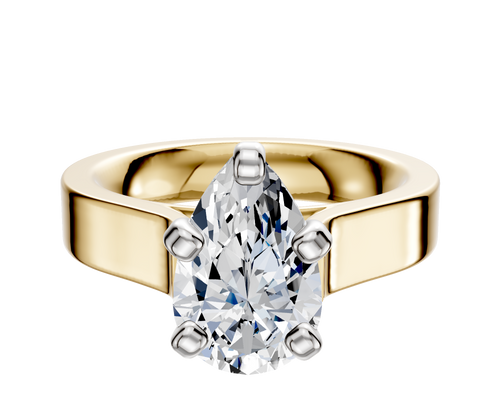 14K Two Tone 4 Prong Cathedral Flat 4.0mm Engagement Ring