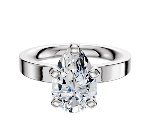 14K White Gold 4 Prong Classic Flat 3.0mm Engagement Ring