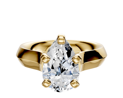 14K Yellow Gold 4 Prong Cathedral Knife Edge 4.0mm Engagement Ring