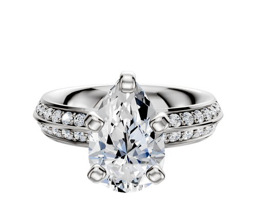 Platinum 4 Prong Classic Knife Edge 1-Row-Pave 2.5mm Engagement Ring