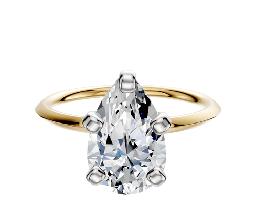 14K Two Tone 4 Prong Classic Knife Edge 1.5mm Engagement Ring