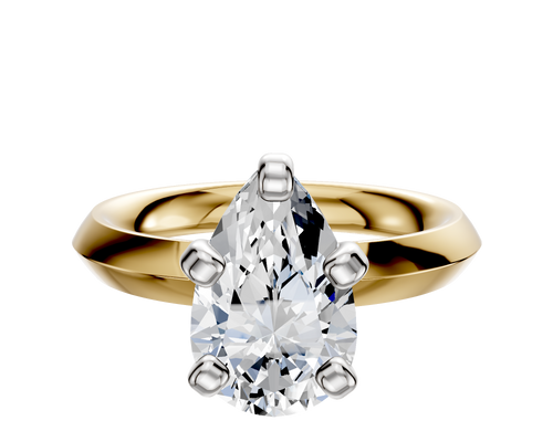 14K Two Tone 4 Prong Classic Knife Edge 3.0mm Engagement Ring