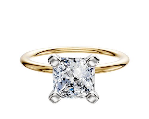 14K Two Tone 4 Prong Classic Dome 1.5mm Engagement Ring