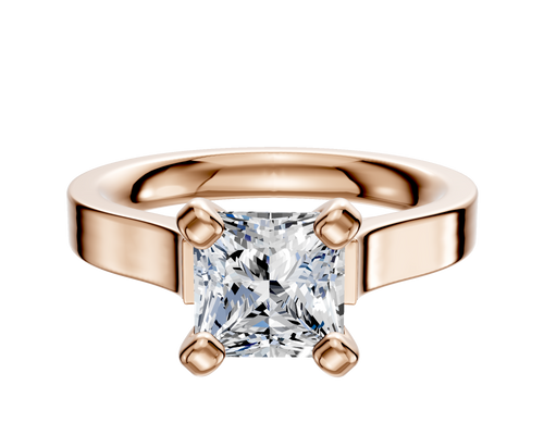14K Rose Gold 4 Prong Cathedral Flat 3.0mm Engagement Ring
