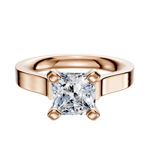 14K Rose Gold 4 Prong Cathedral Flat 3.0mm Engagement Ring