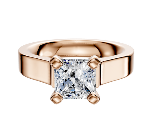 14K Rose Gold 4 Prong Cathedral Flat 4.0mm Engagement Ring