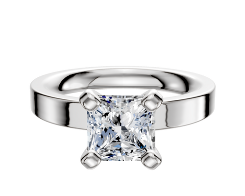 14K White Gold 4 Prong Classic Flat 3.0mm Engagement Ring