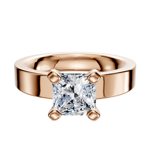 14K Rose Gold 4 Prong Classic Flat 4.0mm Engagement Ring