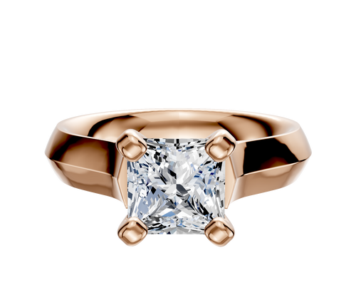 14K Rose Gold 4 Prong Cathedral Knife Edge 4.0mm Engagement Ring