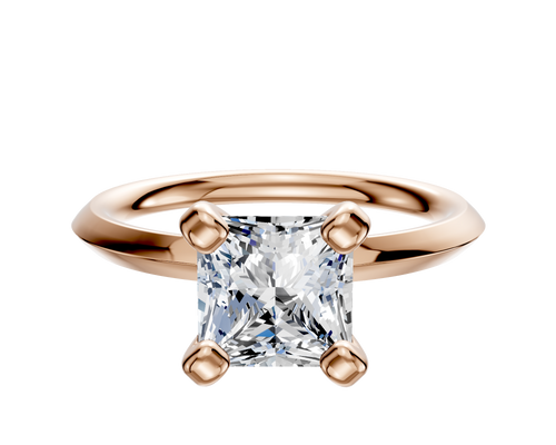 14K Rose Gold 4 Prong Classic Knife Edge 2.0mm Engagement Ring