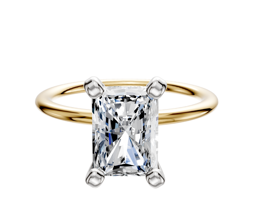 14K Two Tone 4 Prong Classic Dome 1.5mm Engagement Ring